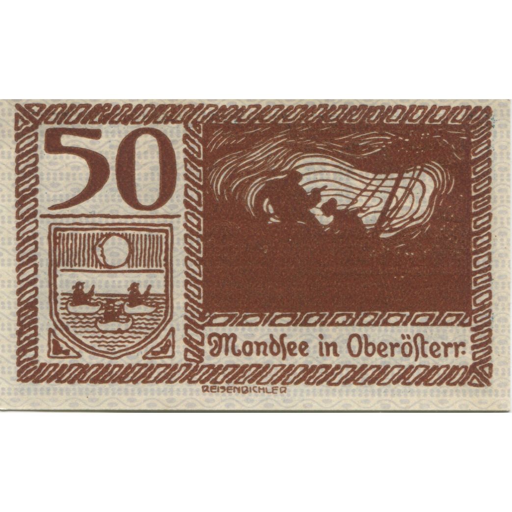 Geldschein, Österreich, Mondsee, 50 Heller, Blason 1920-12-31 UNZ- Mehl:FS 626a1