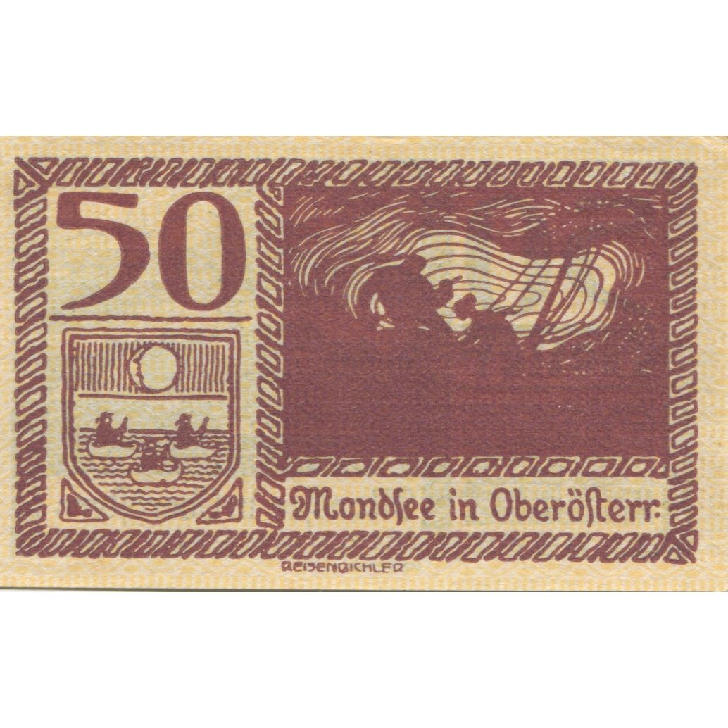 Geldschein, Österreich, Mondsee, 50 Heller, mer, 1920 UNZ- Mehl:FS 626a1