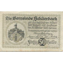 Banknote, Austria, Schlierbach, 50 Heller, Blason, 1920 UNC(63) Mehl:FS 962I