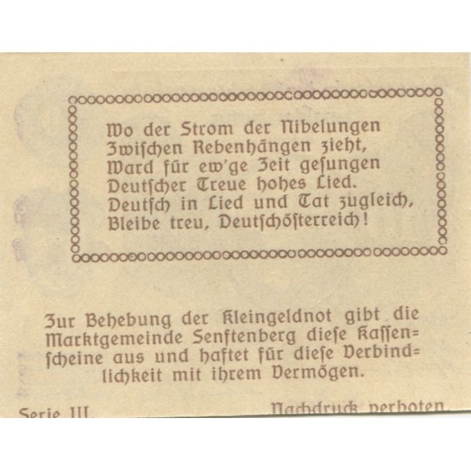 Geldschein, Österreich, Senftenberg, 10 Heller, château, 1920 UNZ- Mehl:FS 993d