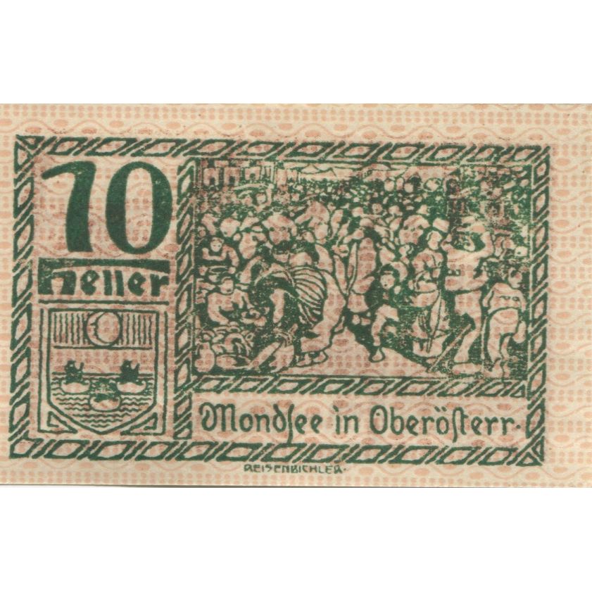 Geldschein, Österreich, Mondsee, 10 Heller, Blason 1920-12-31 UNZ- Mehl:FS 626a1