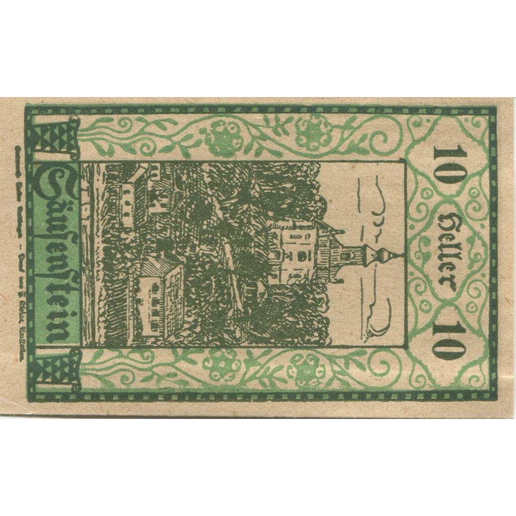Banknote, Austria, Säusenstein, 10 Heller, village, 1920 UNC(63) Mehl:FS 950c