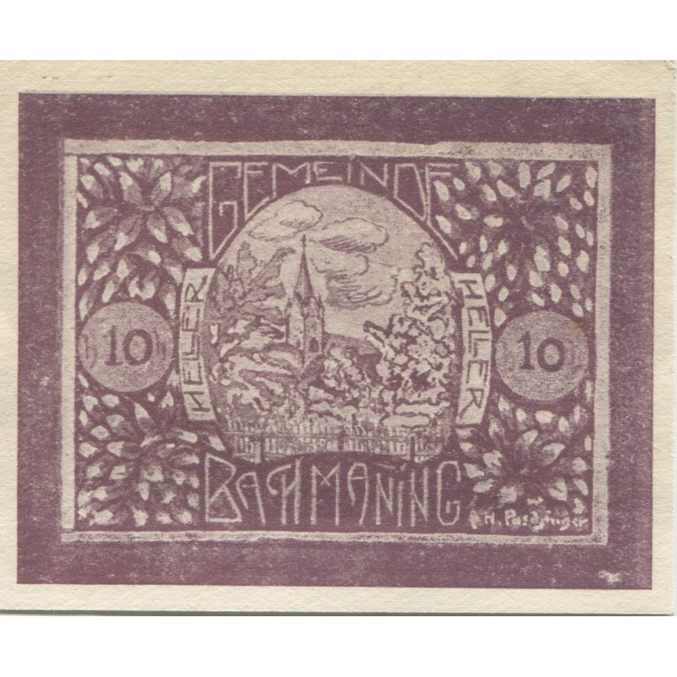 Geldschein, Österreich, Manning, 10 Heller, village 1921, UNZ- Mehl:FS 72Ia