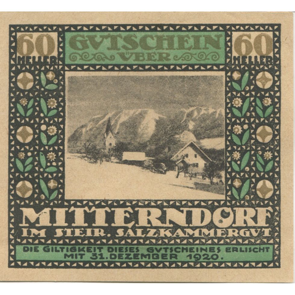 Geldschein, Österreich, Mitterndorf, 60 Heller 1920-12-31, UNZ- Mehl:FS 621IIa1