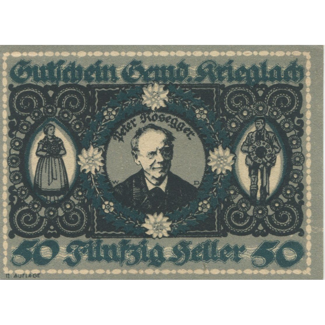 Billet, Autriche, Krieglach, 50 Heller, personnage 1920-10-31, SPL Mehl:FS 480a