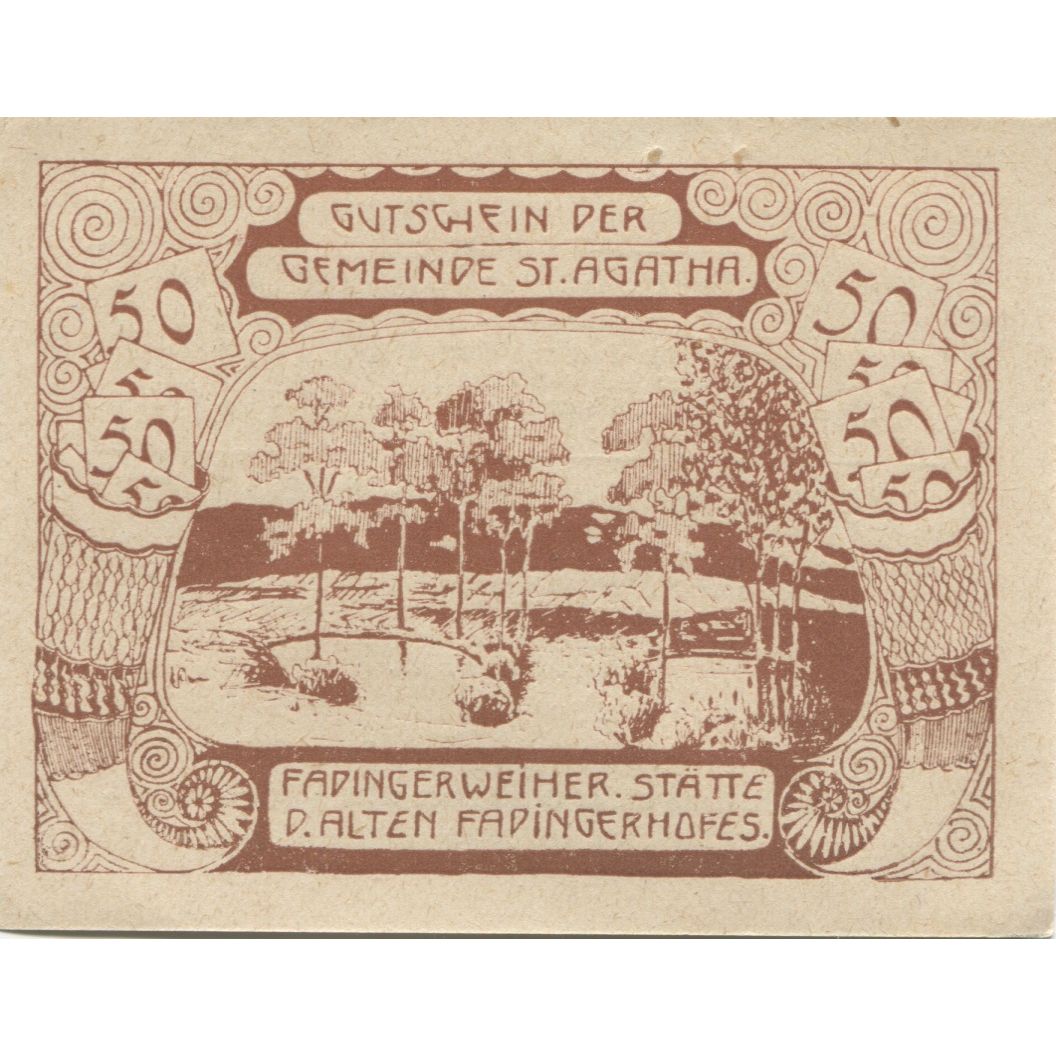 Geldschein, Österreich, St Agatha, 50 Heller, lac 1920-12-31 UNZ- Mehl:FS 877IId