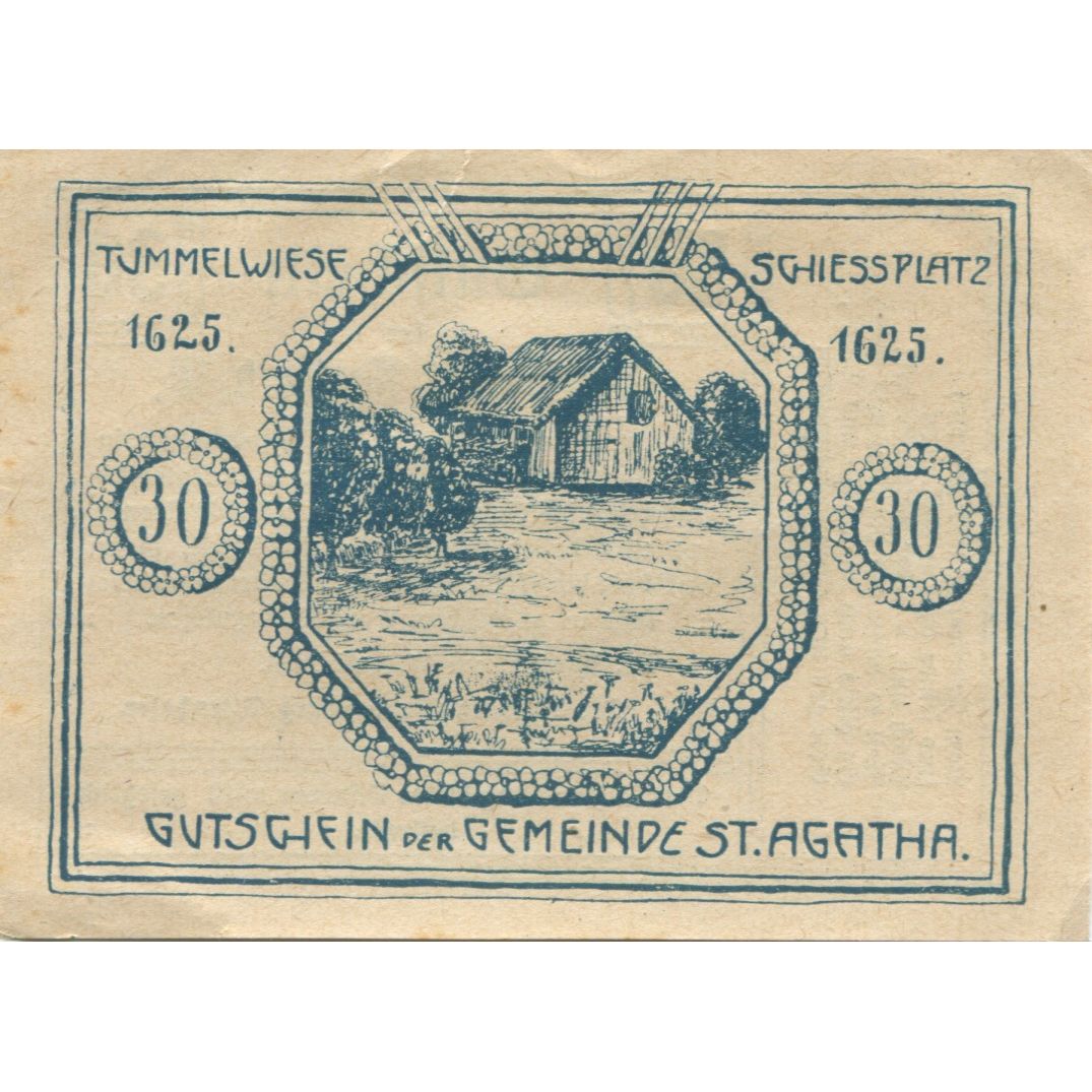 Geldschein, Österreich, St Agatha, 30 Heller, chalet, 1920 UNZ- Mehl:FS 877IId2