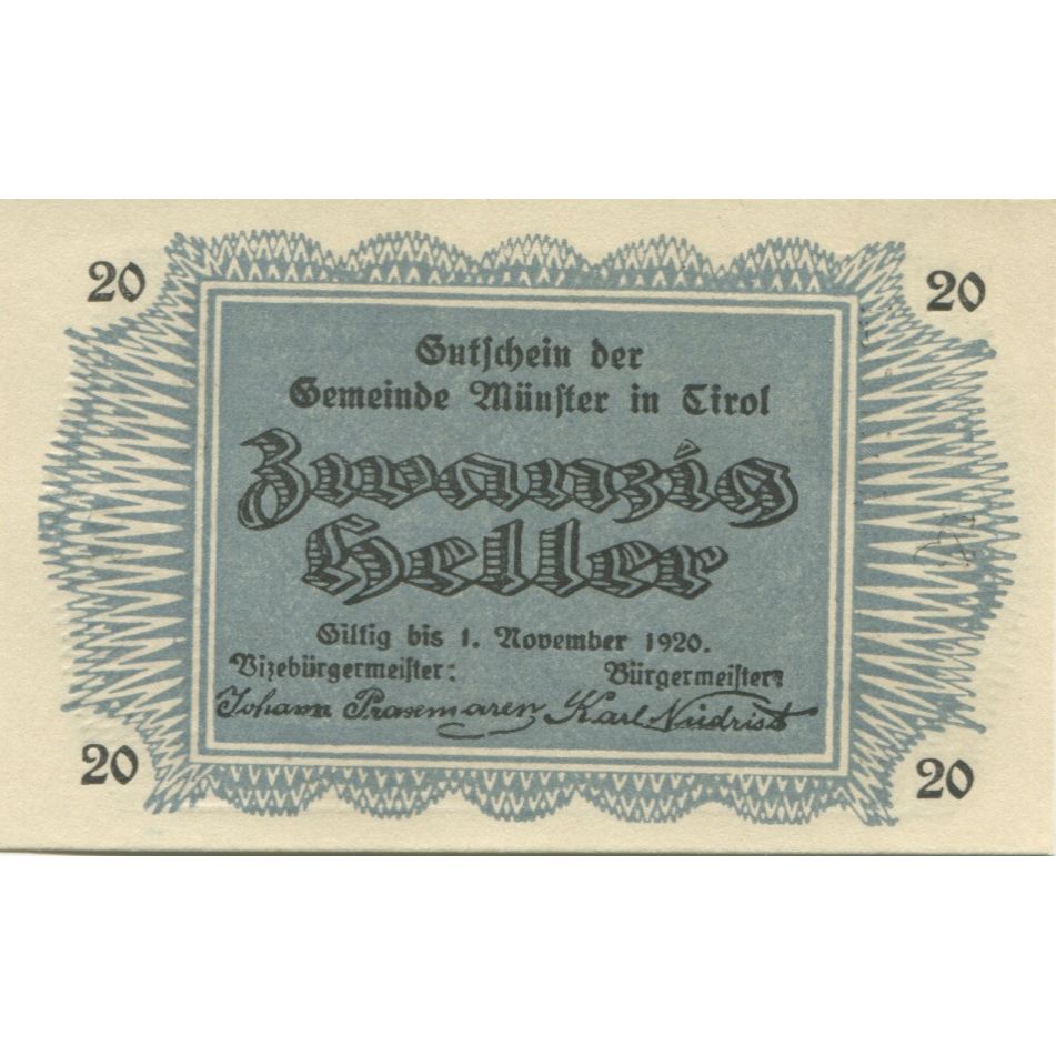 Geldschein, Österreich, Morzg, 20 Heller, Eglise, 1920 UNZ- Mehl:FS 630a