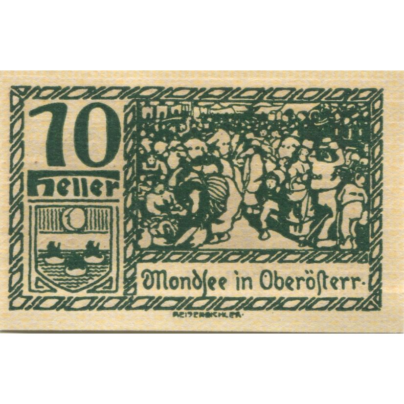 Geldschein, Österreich, Mondsee, 10 Heller, Foule, 1920 UNZ- Mehl:FS 626a1