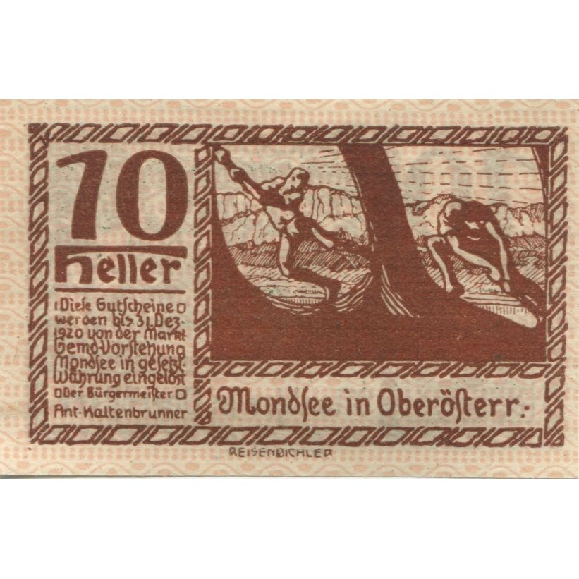 Geldschein, Österreich, Mondsee, 10 Heller, Foule, 1920 UNZ- Mehl:FS 626a1