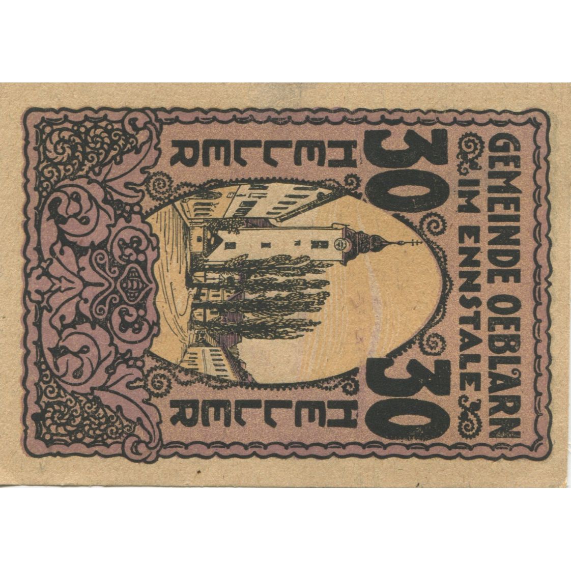 Geldschein, Österreich, Oeblarn, 30 Heller, Eglise, 1920 UNZ- Mehl:FS 700IId