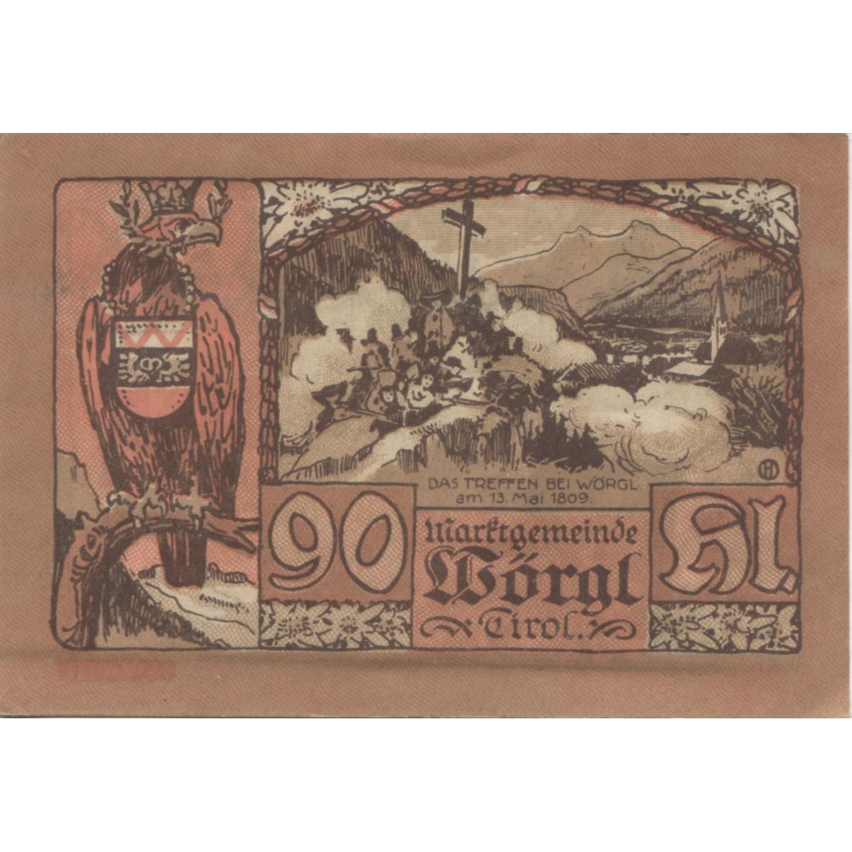 Banknote, Austria, Worgl, 90 Heller, arbre 1920-12-31, UNC(63), Mehl:FS 1252a