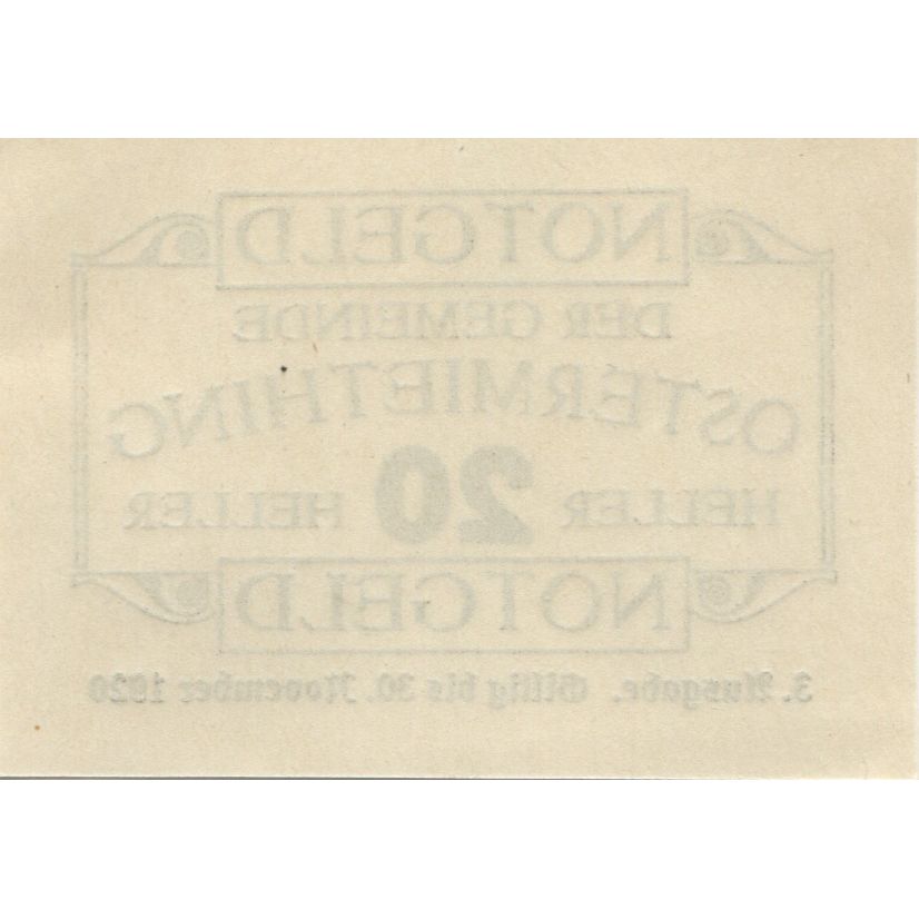 Banconote, Austria, Ostermiething, 20 Heller, Texte, 1920 SPL Mehl:FS 713IIIj