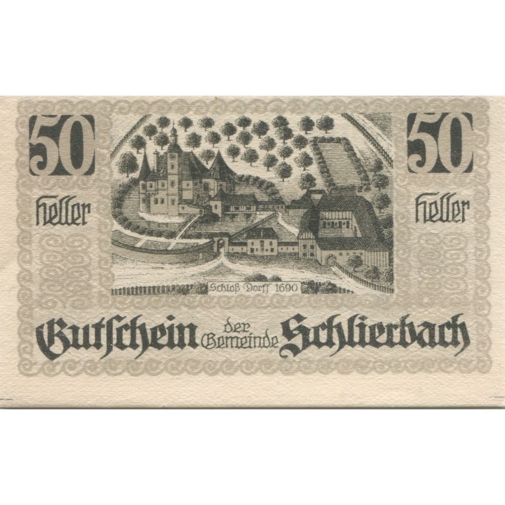 Biljet, Oostenrijk, Schlierbach, 50 Heller, château 1920-10-31, SPL Mehl:FS 962