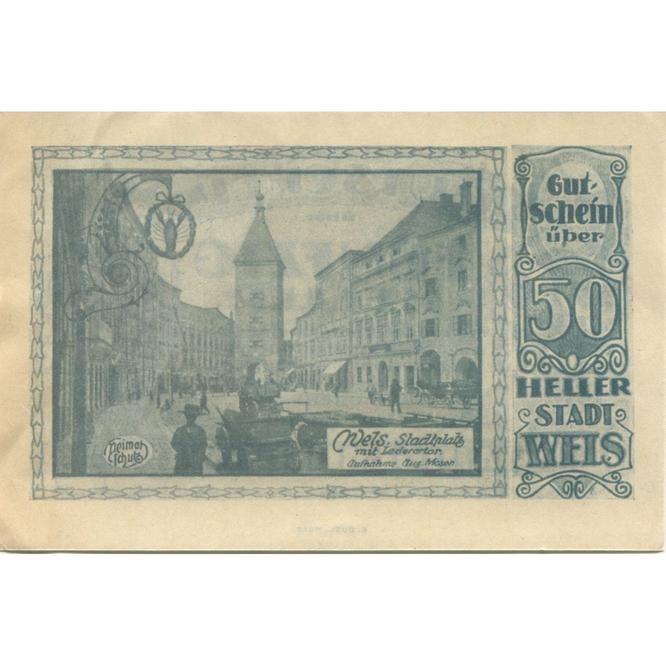 Geldschein, Österreich, Wels, 50 Heller, place, 1920, UNZ-, Mehl:FS 1167II