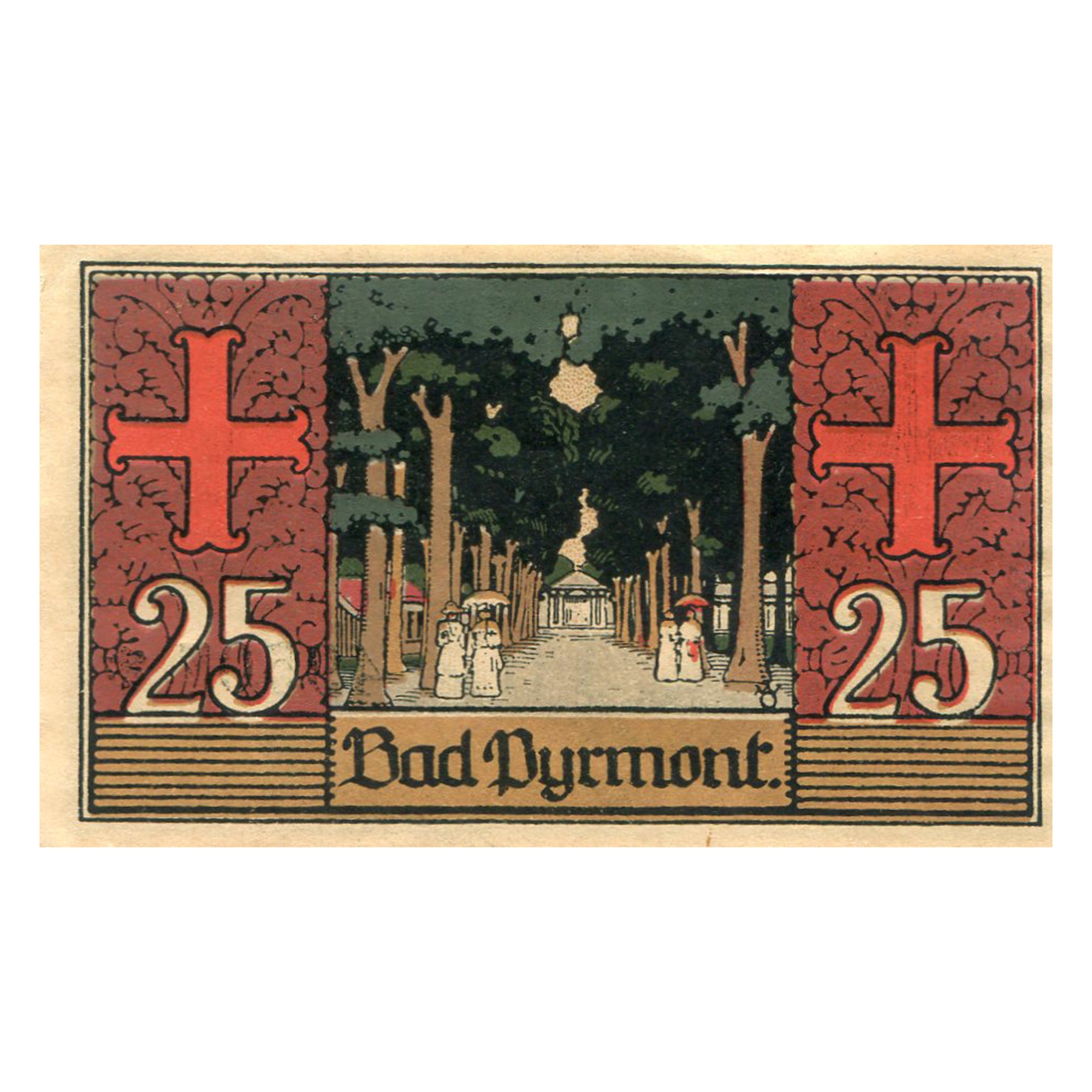 Geldschein, Deutschland, Pyrmont, 25 Pfennig, allée 1921-02-02 UNZ- Mehl: 1085.1