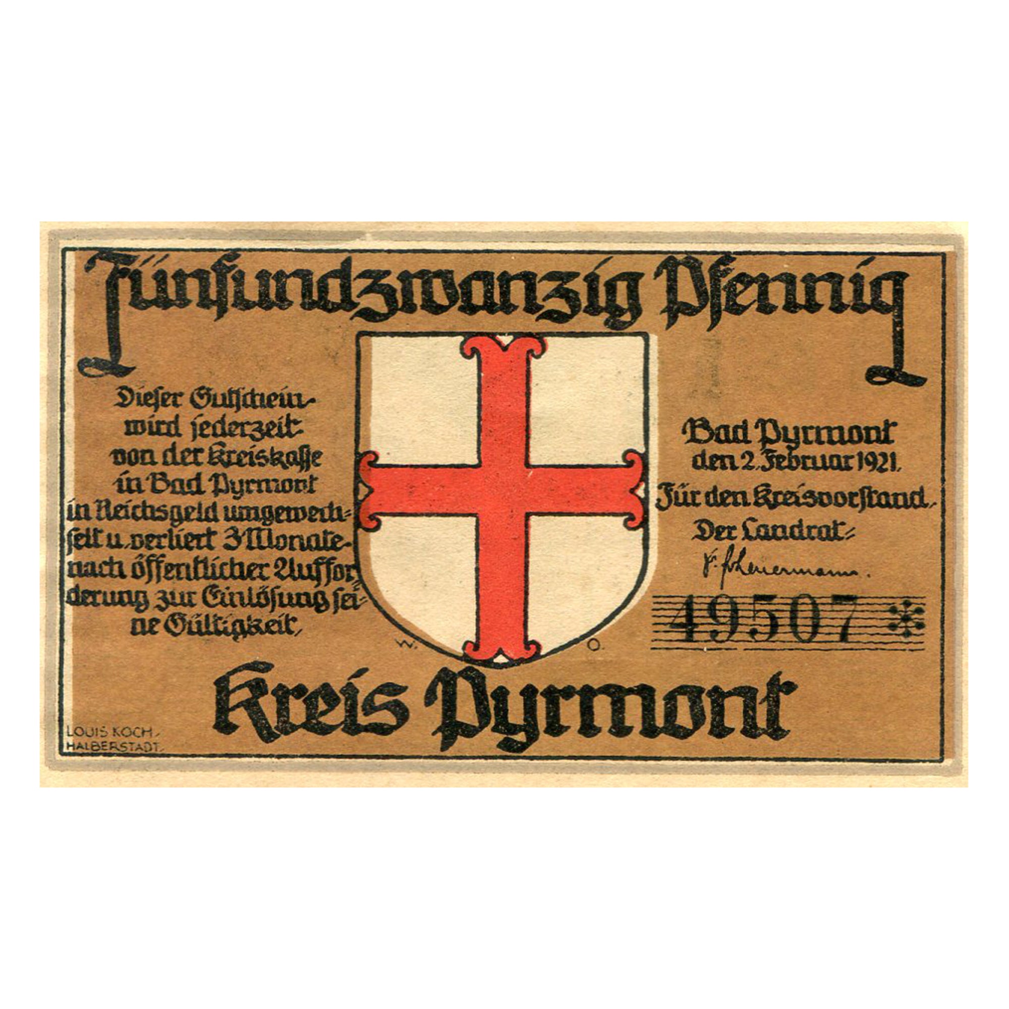 Geldschein, Deutschland, Pyrmont, 25 Pfennig, allée 1921-02-02 UNZ- Mehl: 1085.1