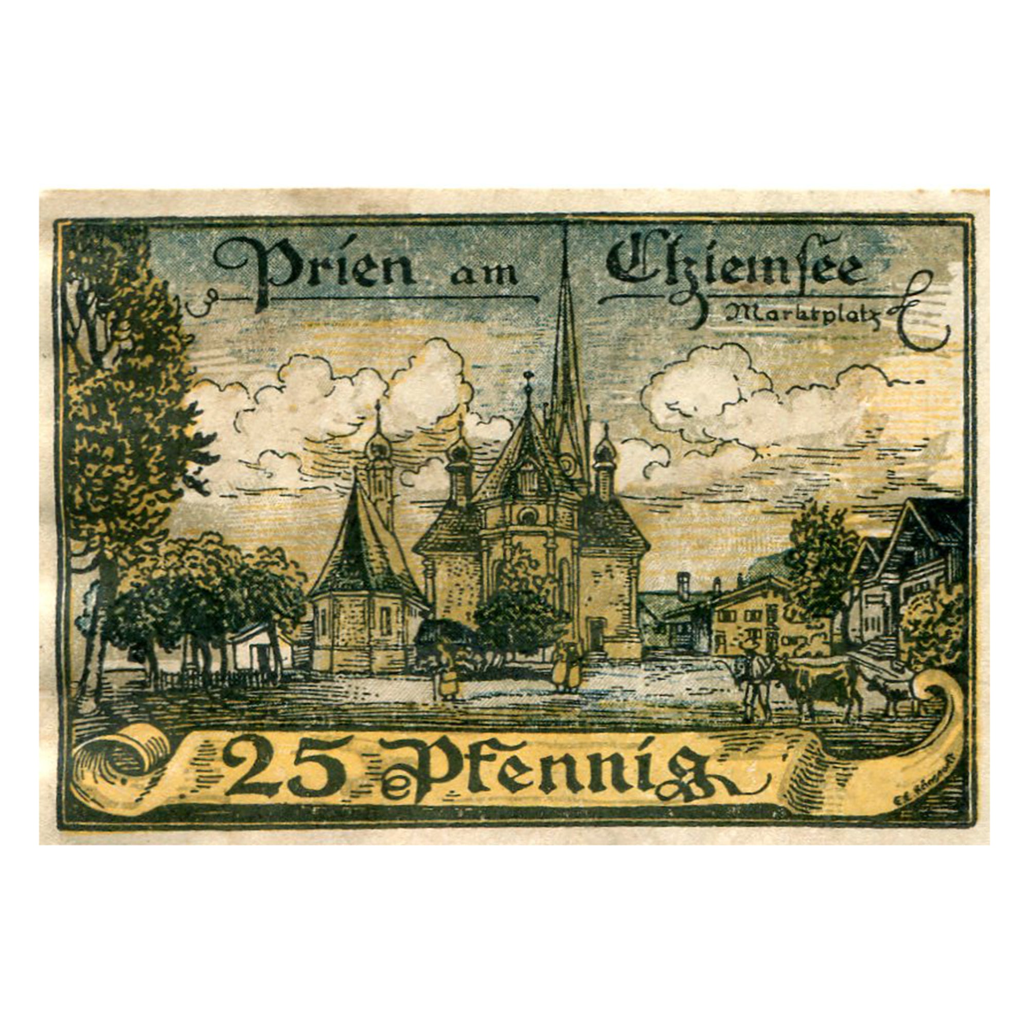 Geldschein, Deutschland, Prien, 25 Pfennig, Eglise, 1920, UNZ-, Mehl:1074.2