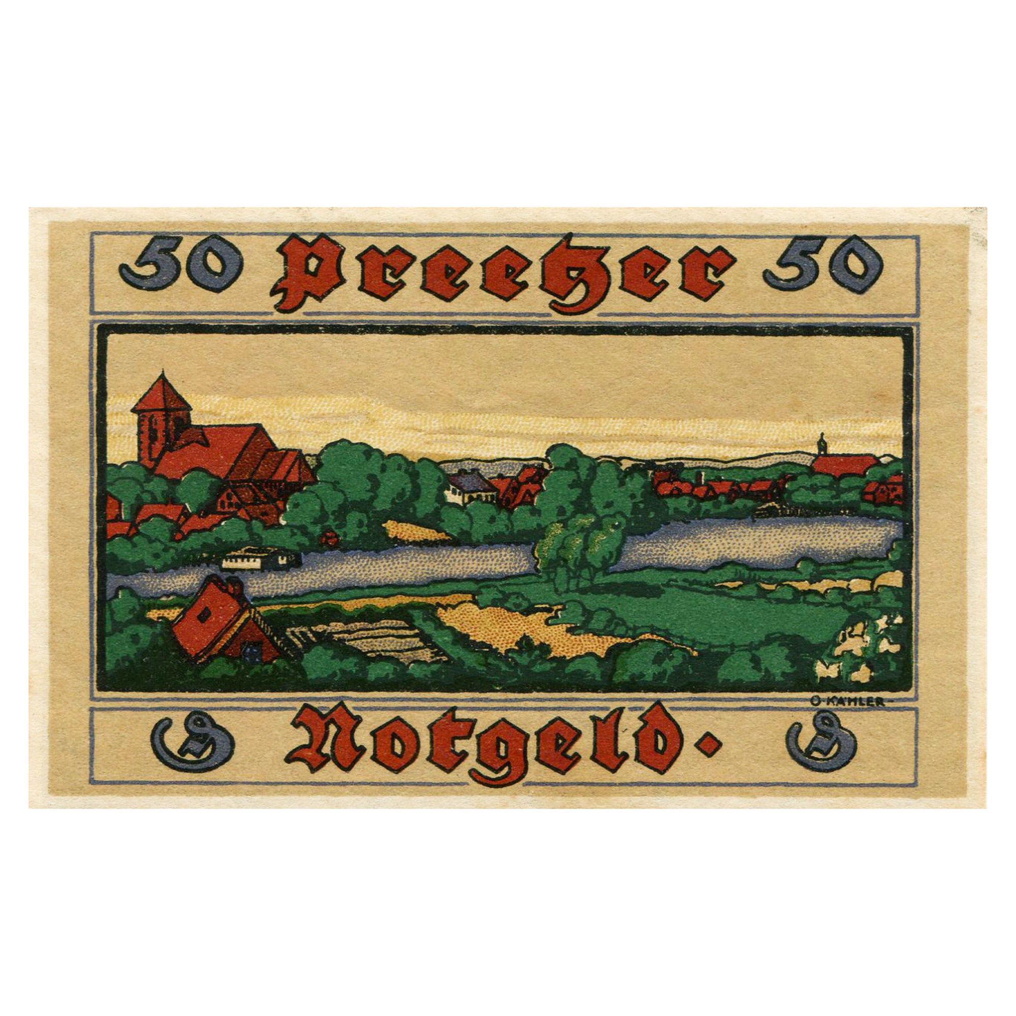 Banknot, Niemcy, Preetz, 50 Pfennig, village, 1921, UNC(63), Mehl:1071.3