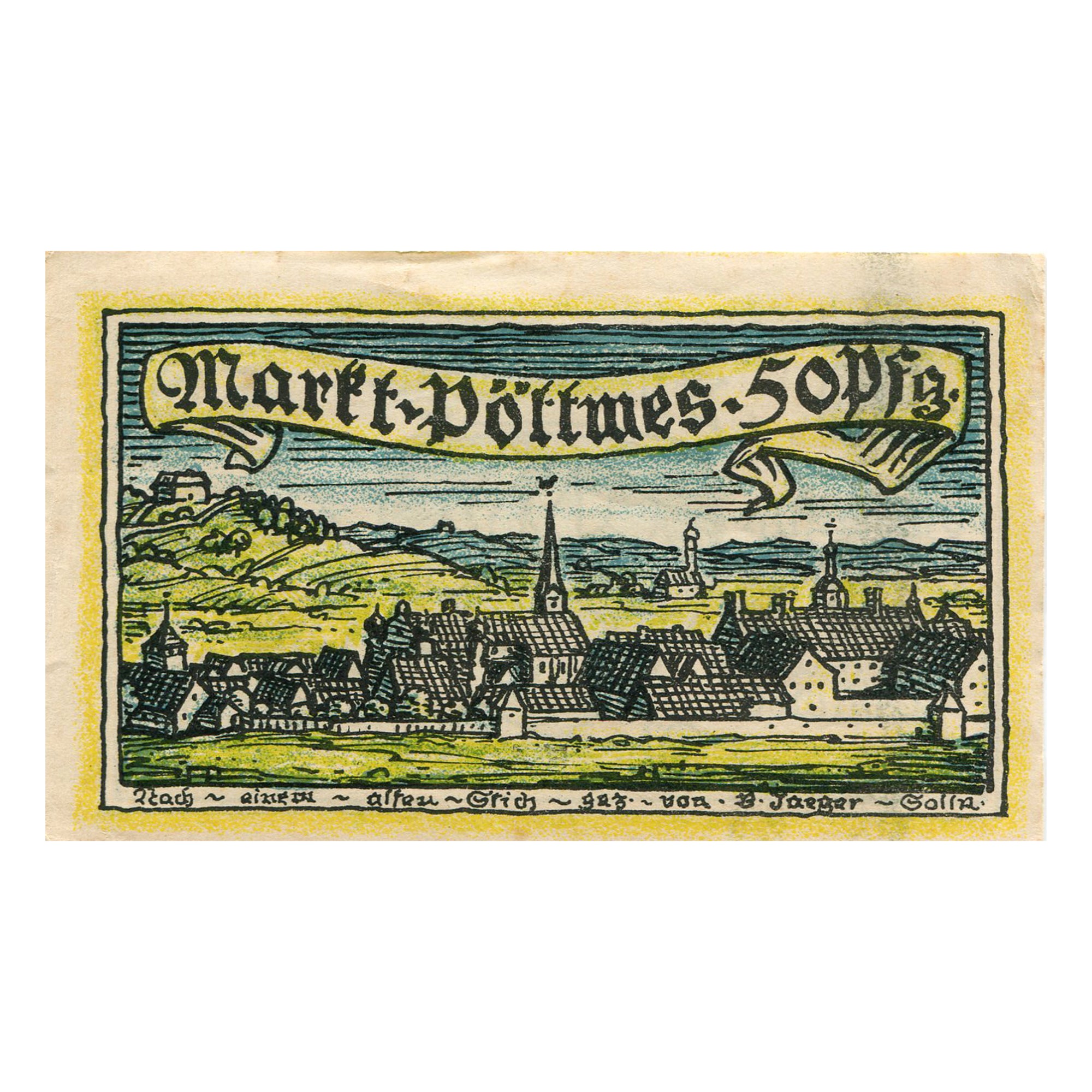 Banknot, Niemcy, Pöttmes, 50 Pfennig, Blason, 1921, AU(55-58), Mehl:1067.1