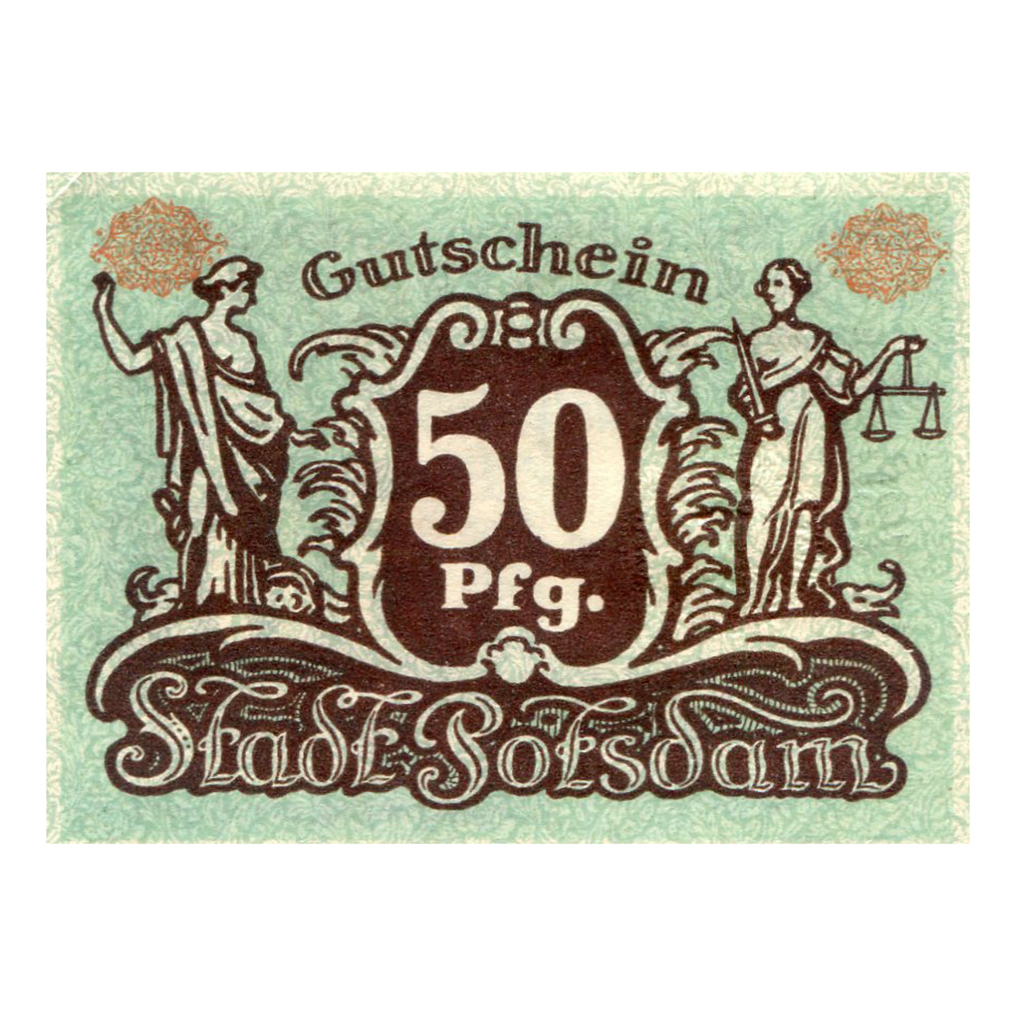Geldschein, Deutschland, Potsdam, 50 Pfennig, Texte, 1920 UNZ- Mehl: P33.3a