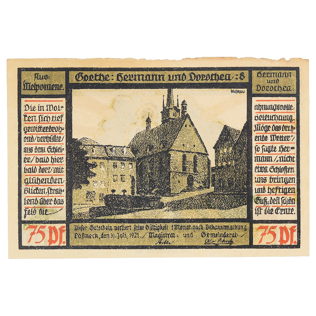 Banknot, Niemcy, Possneck, 75 Pfennig, rue 1920-07-31, EF(40-45) Mehl:1066.5