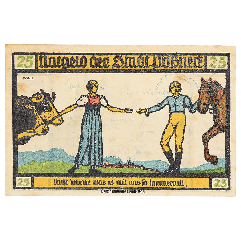 Banknot, Niemcy, Possneck, 25 Pfennig, Maison 1920-07-31, AU(55-58) Mehl:1066.5