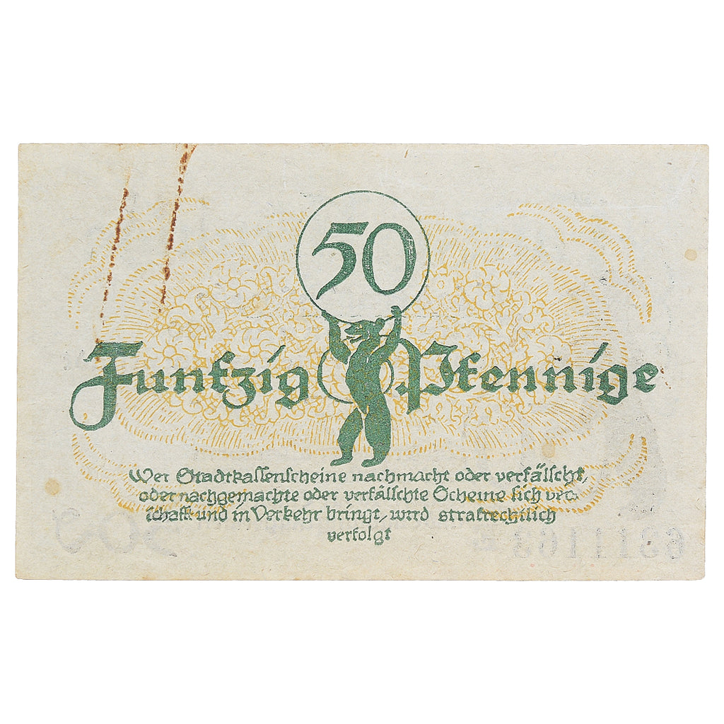 Banknot, Niemcy, Berlin, 50 Pfennig, ours 1920-01-30, AU(55-58) Mehl:B27.3a