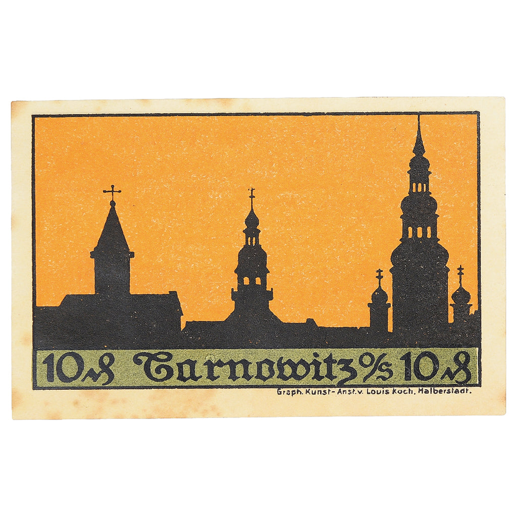 Banknot, Niemcy, Tarnowitz, 10 Pfennig, livre, 1922, AU(55-58), Mehl:1312.1a