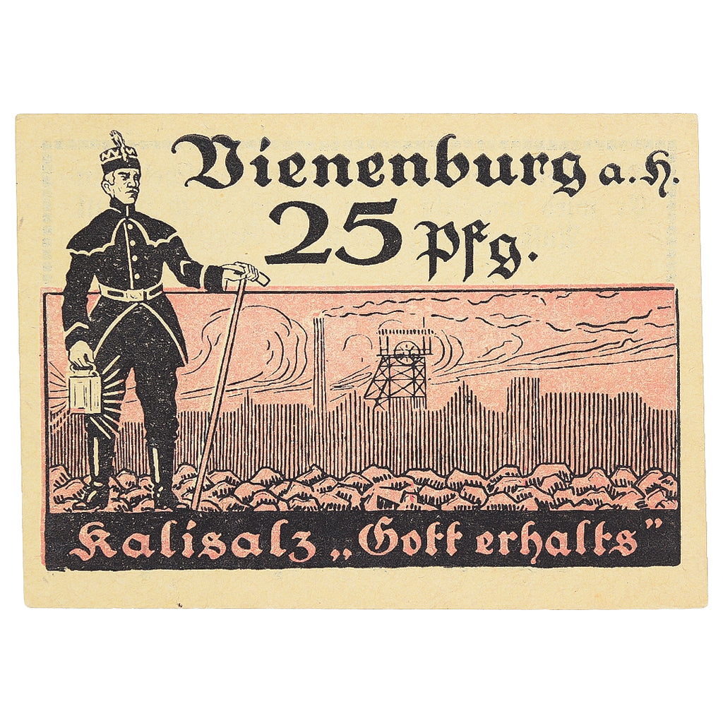 Banknot, Niemcy, Vienenburg, 25 Pfennig, soldat, 1921, UNC(63), Mehl:1361.1i