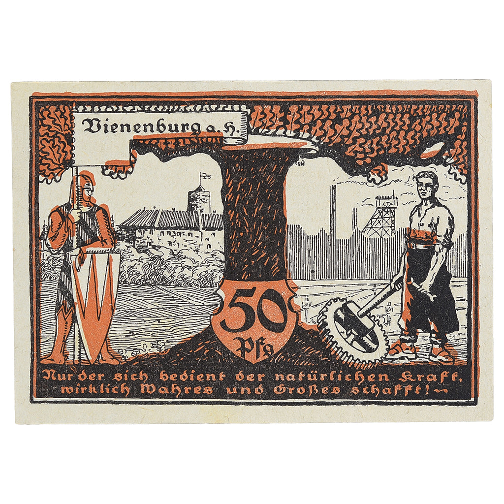Banknot, Niemcy, Vienenburg, 50 Pfennig, château, 1921, UNC(63), Mehl:1361.1k