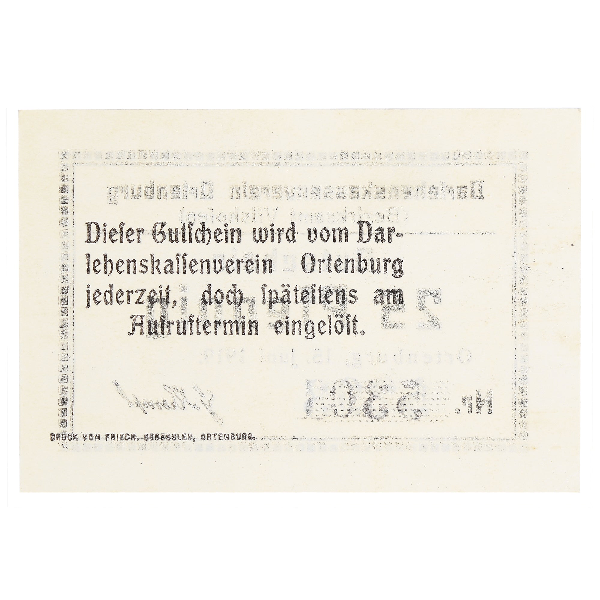 Banknot, Niemcy, Ortenburg, 25 Pfennig, Texte 1919-06-15, UNC(63) Mehl:1027