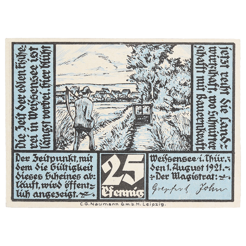 Geldschein, Deutschland, Weissensee, 25 Heller, champs, 1921 UNZ- Mehl:1404.1