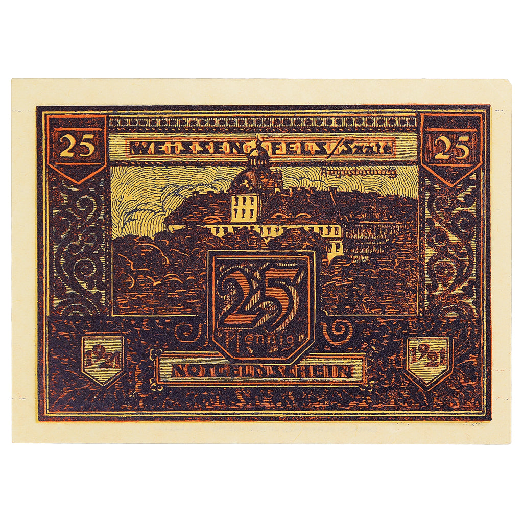Banknote, Germany, Weissenfels, 25 Pfennig, château, 1921, UNC(63) Mehl:1403.1a