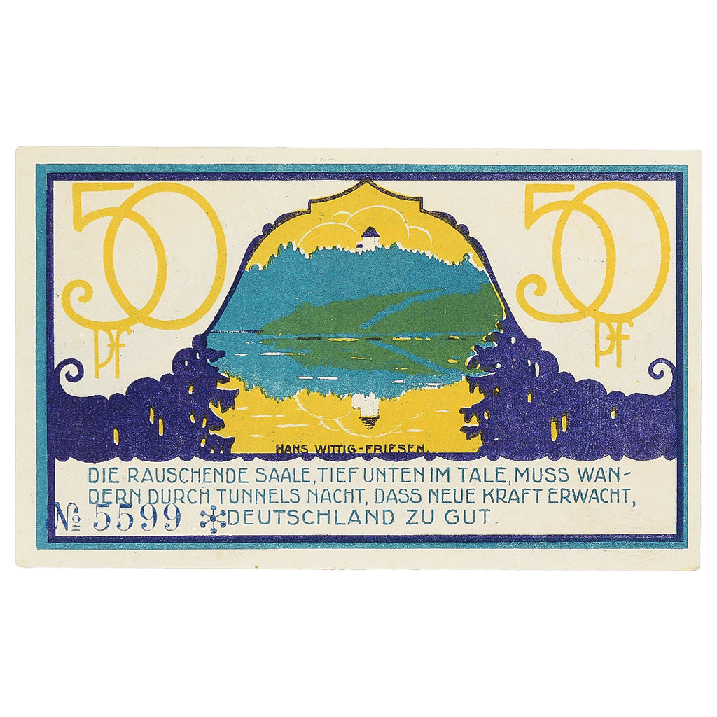 Banknote, Germany, Ziegenrück, 50 Pfennig, paysage, 1921 UNC(63) Mehl:1472.1a