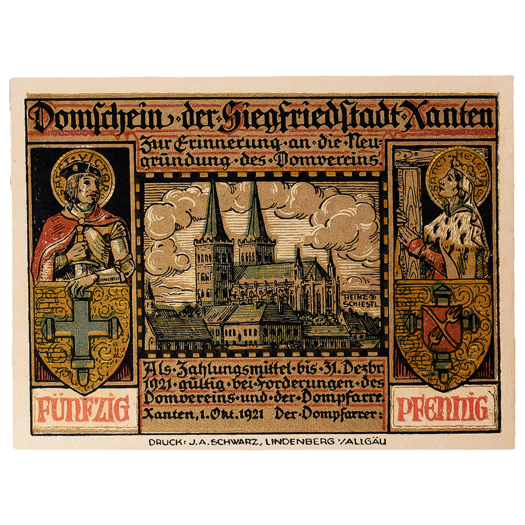 Banconote, Germania, Xanten, 50 Pfennig, combat, 1921, SPL, Mehl:1464.1