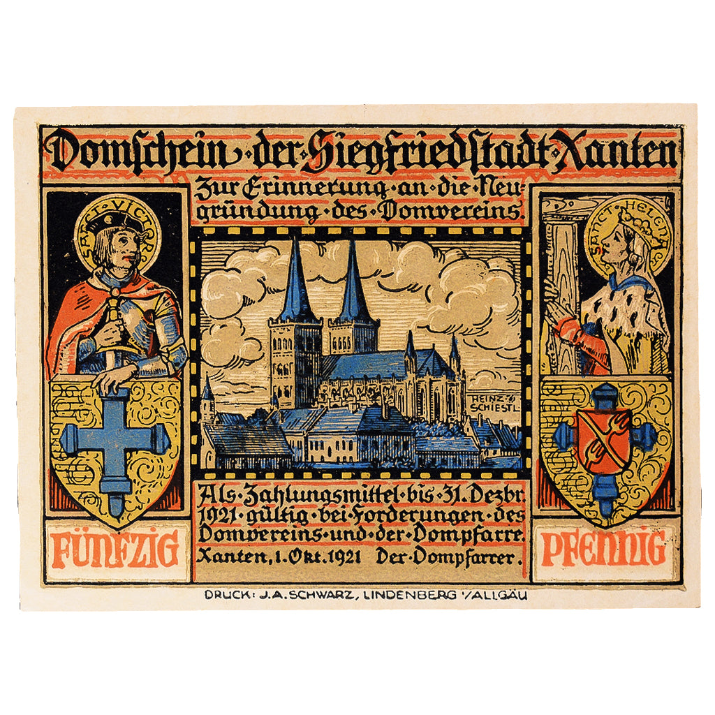 Banconote, Germania, Xanten, 50 Pfennig, château, 1921, SPL, Mehl:1464.1