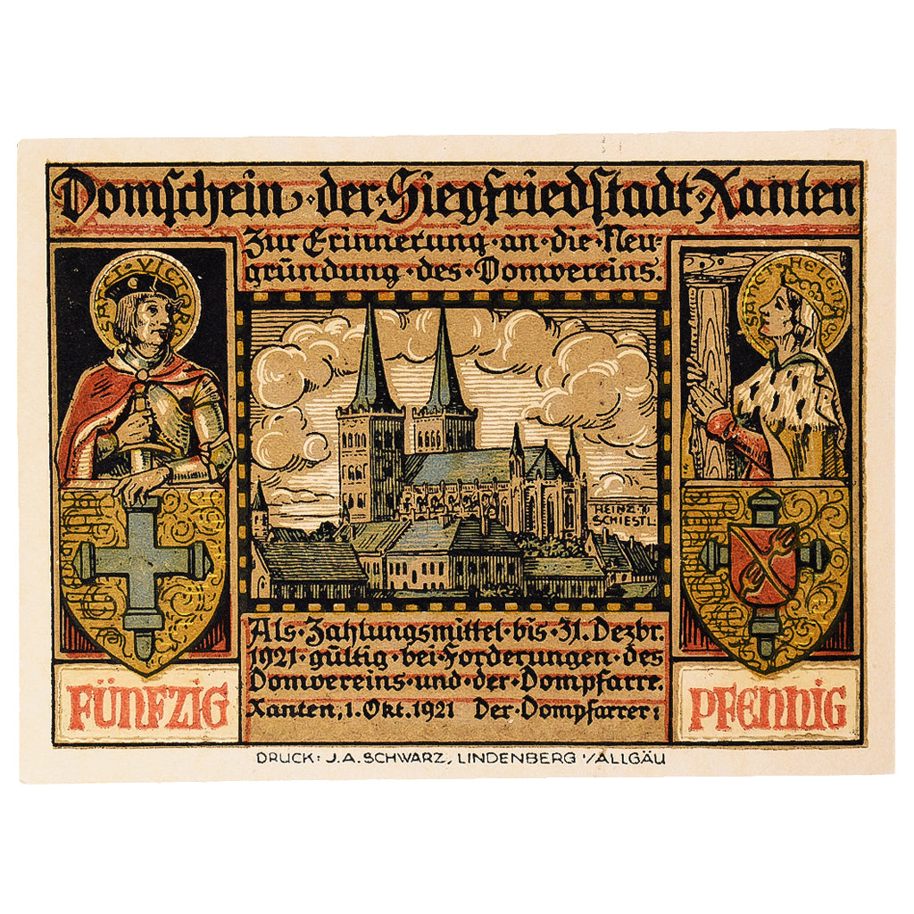 Banconote, Germania, Xanten, 50 Pfennig, forgeron, 1921, SPL, Mehl:1464.1