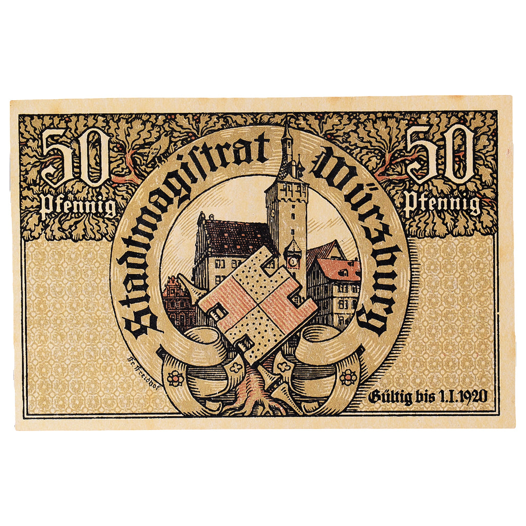 Banknote, Germany, Würzburg, 50 Pfennig, roi, 1919, UNC(63), Mehl:W65.4a