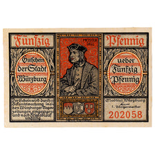 Banknote, Germany, Würzburg, 50 Pfennig, portrait, 1919, UNC(63), Mehl:W65.4a