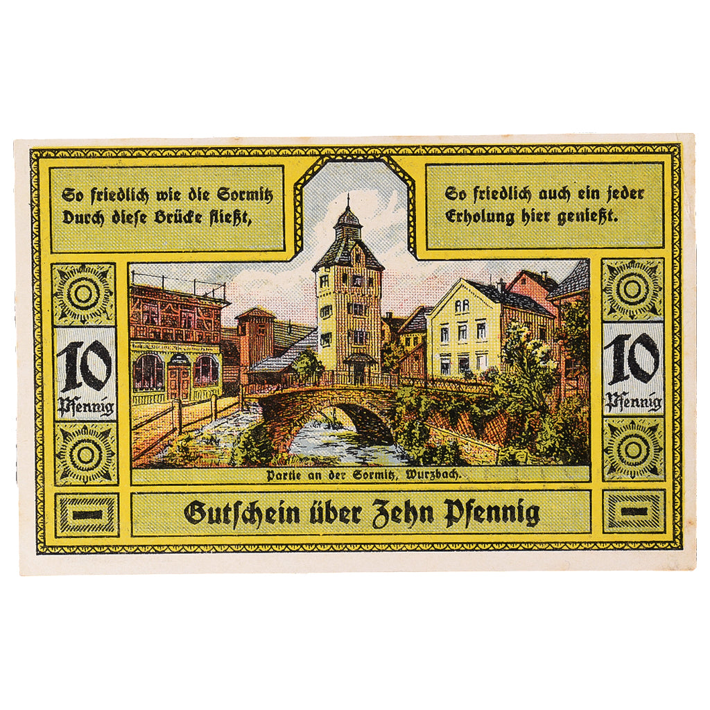 Banconote, Germania, Wurzbach, 10 Pfennig, pont 1921-07-01, SPLMehl:1459.1