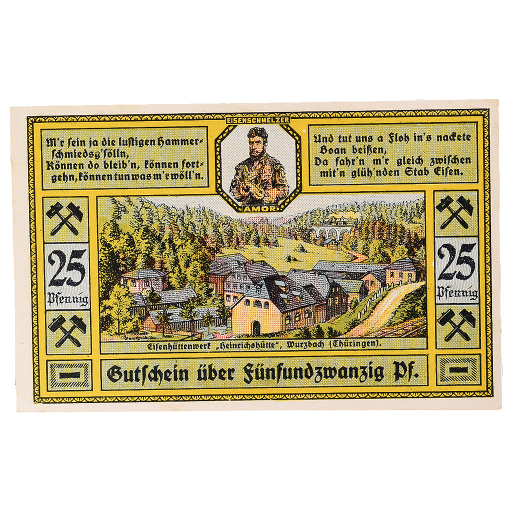 Geldschein, Deutschland, Wurzbach, 25 Pfennig, paysage 1921 UNZ- Mehl:1459.1