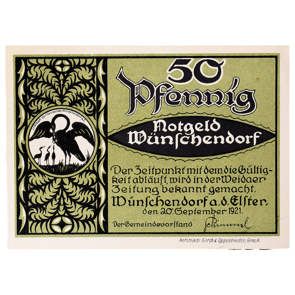 Banconote, Germania, Wünschendorf, 50 Pfennig, grange 1921-09-20 SPL Mehl:1457.1