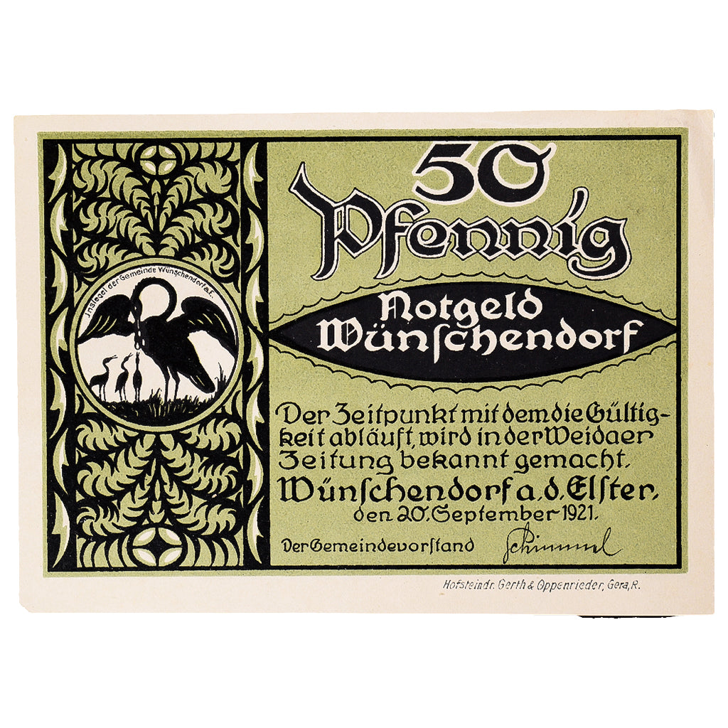 Banconote, Germania, Wünschendorf, 50 Pfennig, fleuve 1921-09-20 SPL Mehl:1457.1