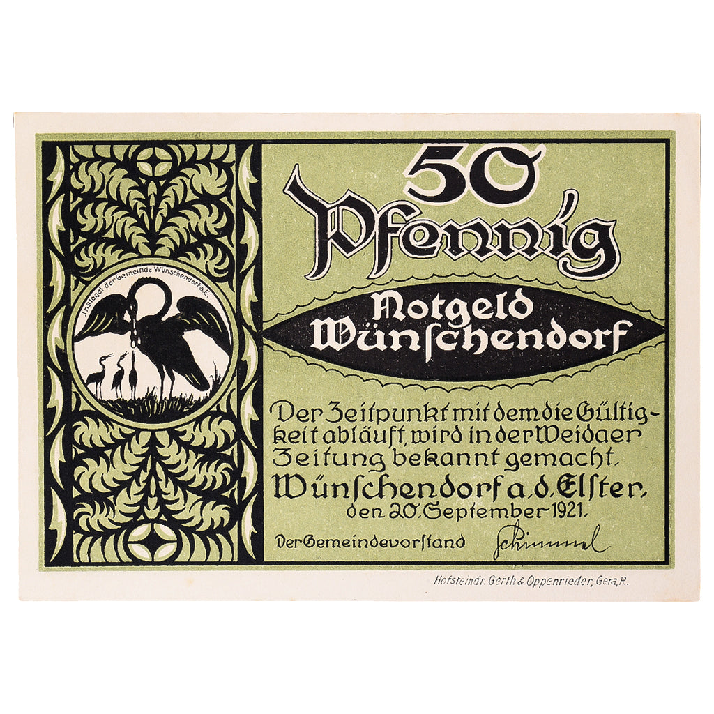 Banconote, Germania, Wünschendorf, 50 Pfennig, Eglise 1921-09-20 SPL Mehl:1457.1