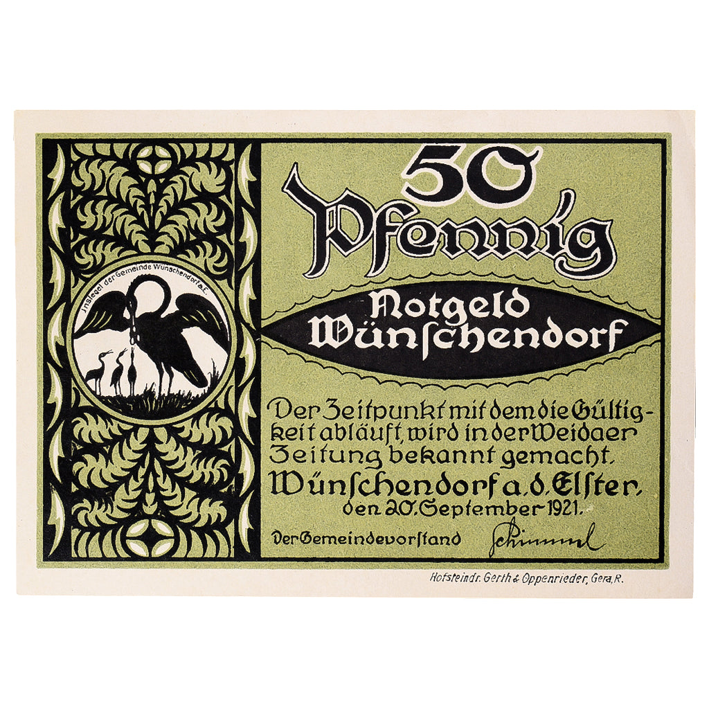 Billete, Alemania, Wünschendorf, 50 Pfennig, monastère, 1921 SC Mehl:1457.1