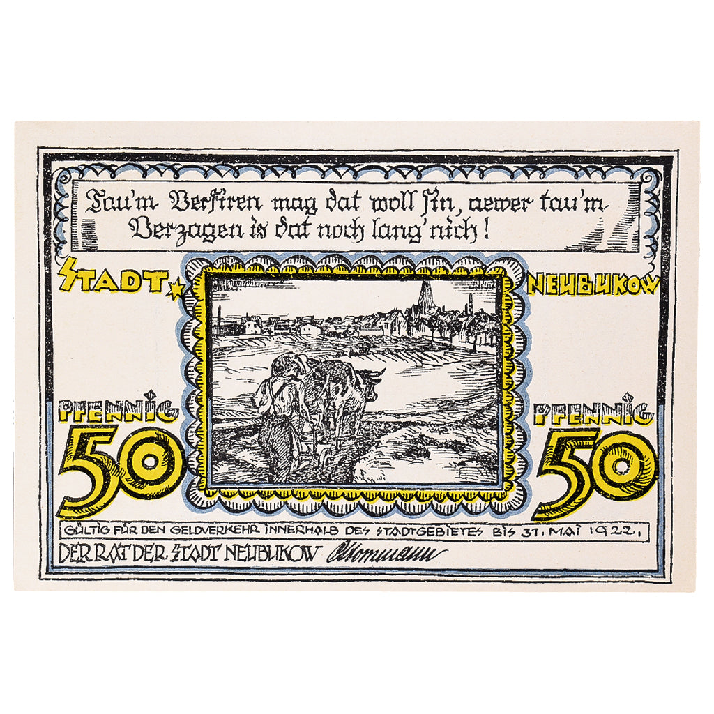 Geldschein, Deutschland, Neubukow, 50 Pfennig, Eglise, 1922 UNZ- Mehl:936.1