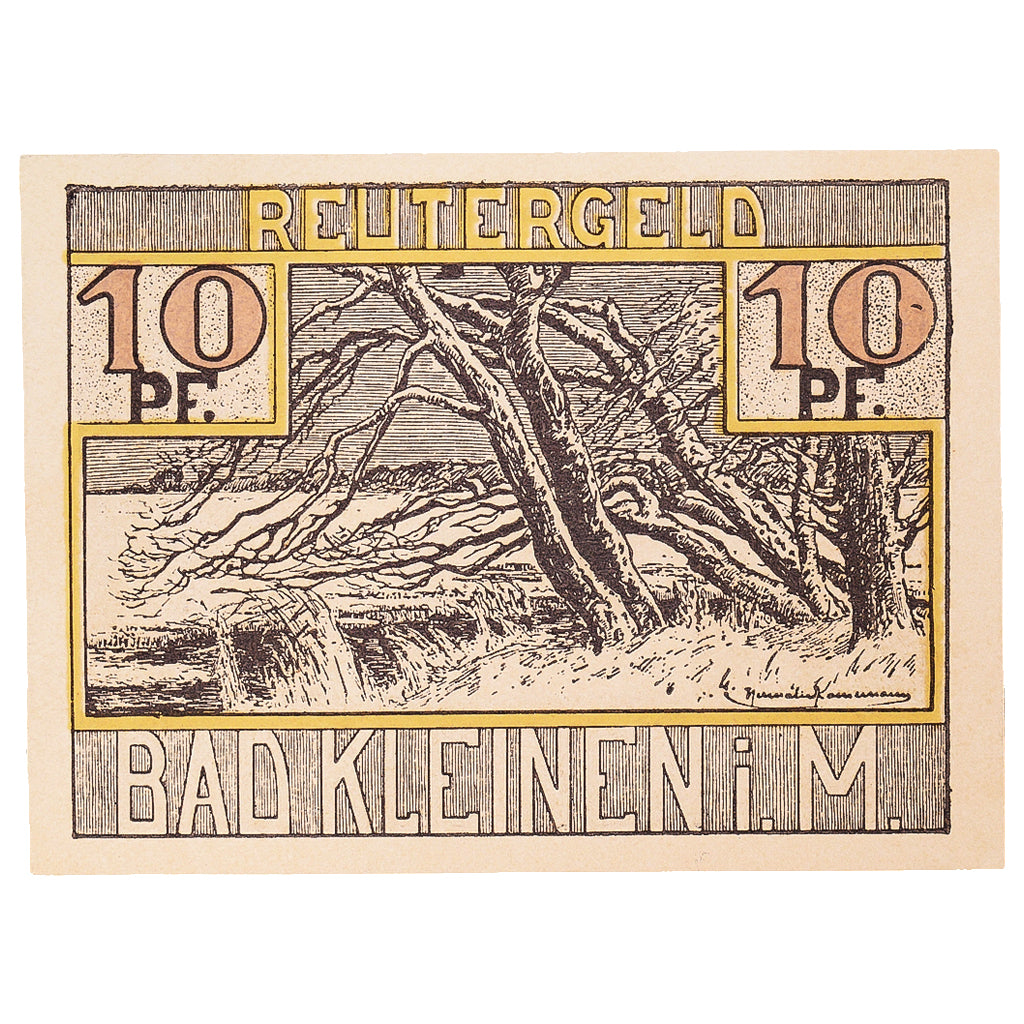 Geldschein, Deutschland, Bad Kleinen, 10 Pfennig, arbre 1922 UNZ- Mehl:705.1