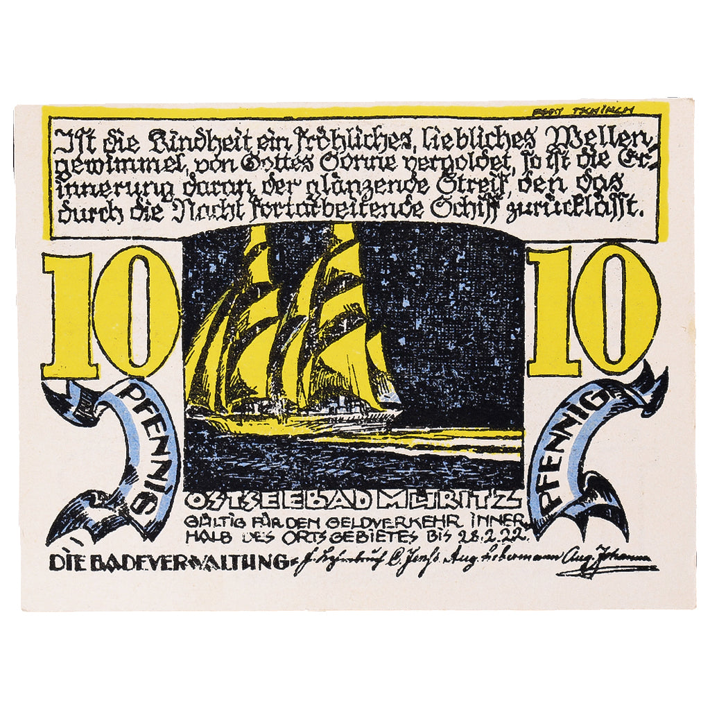 Geldschein, Deutschland, Müritz, 10 Pfennig, mer 1922-02-28, UNZ- Mehl:920.1