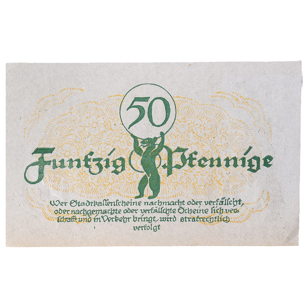 Geldschein, Deutschland, Berlin, 50 Pfennig, ours, 1920 UNZ- Mehl:B27.2b